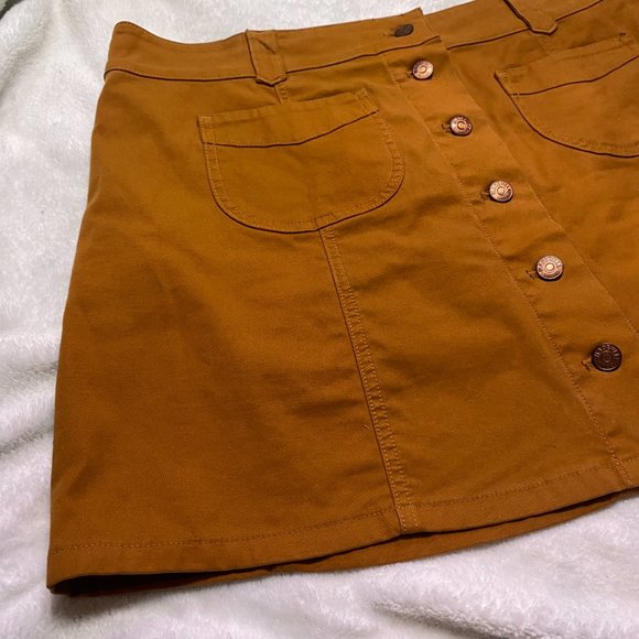 Madewell Camel Colored Soft Denim Jean Button Up Skirt Womens Size 14 - Picture 4 of 11
